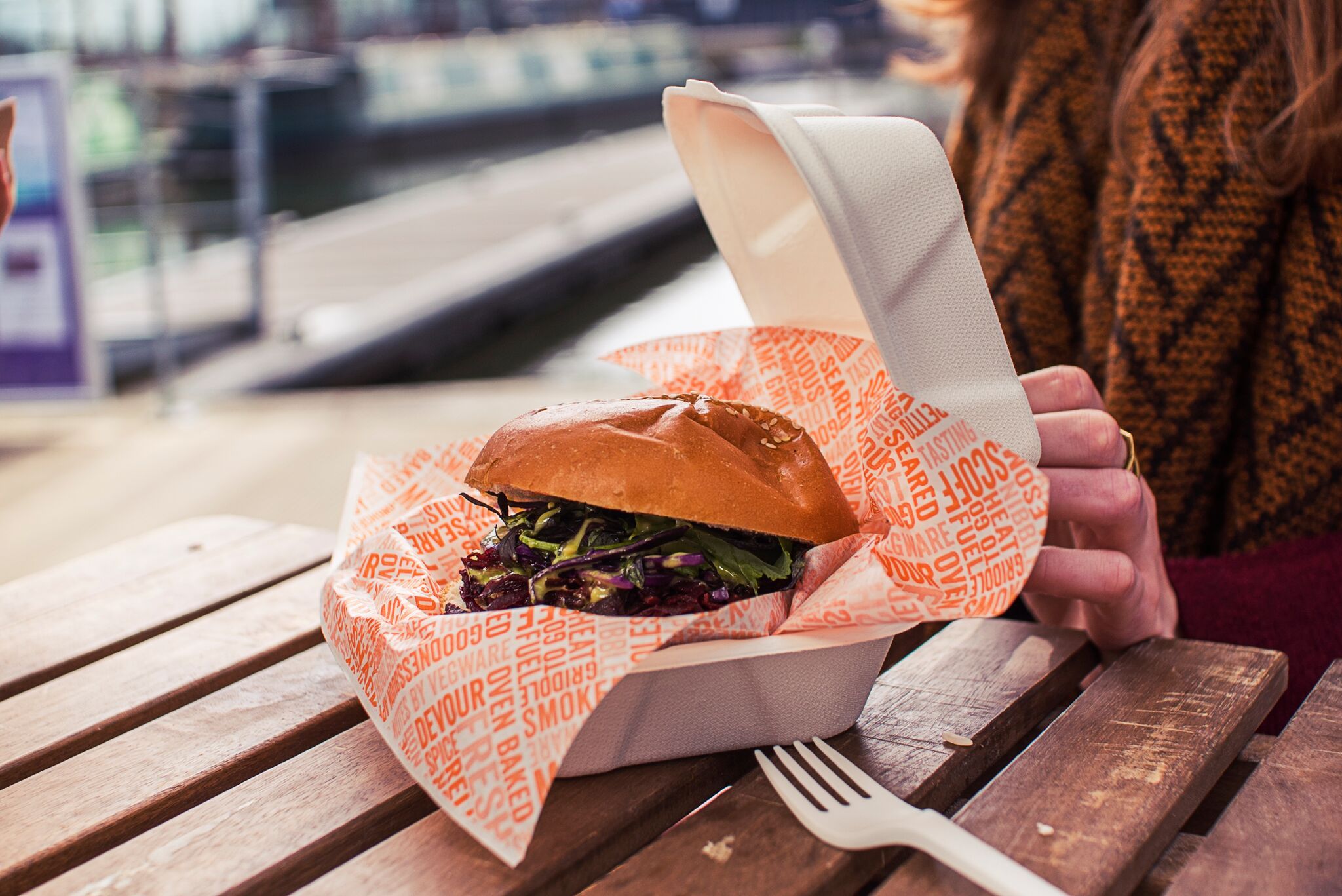 Contenedor para Alimentos Biodegradable tipo Almeja - Para