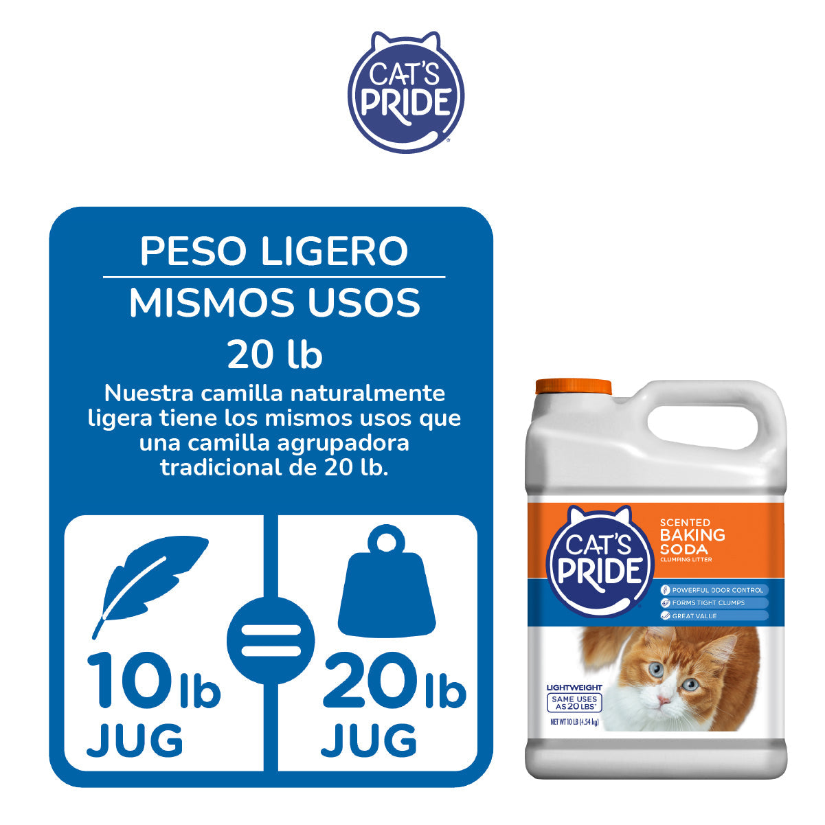 Cat's Pride Scented Baking Soda Arena para gatos Aglutinante con bicarbonato de sodio Perfumada, Frescura duradera 10 lb