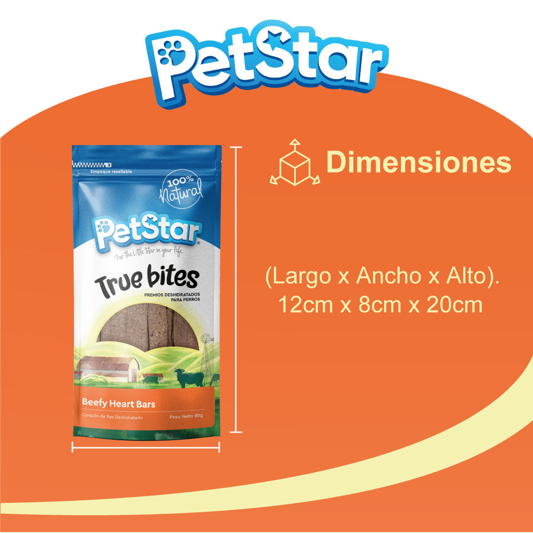 Premios para perro Beefy Heart Bars True Bites