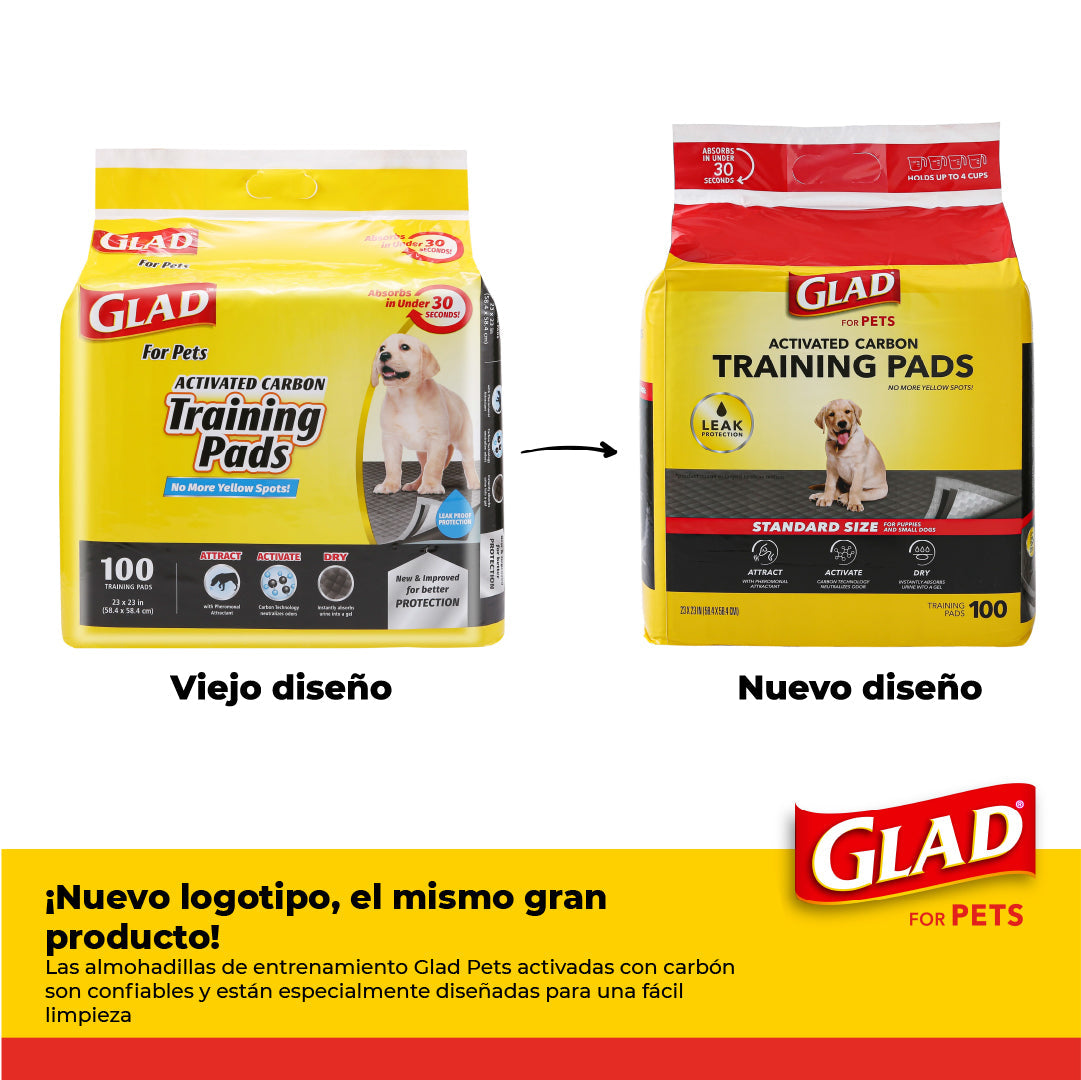 Tapete Entrenador para Perro Glad 5 Capas a Prueba de Fuga, Elimina Olor, Convierte Orina a Gel 14pz