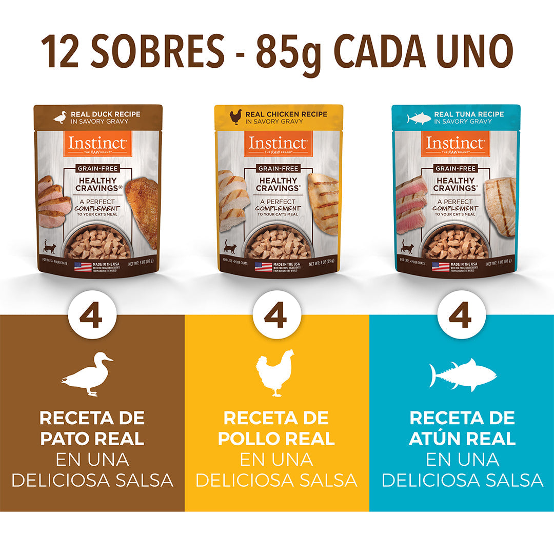 Alimento Húmedo Healthy Cravings Para Gato, Pack 12 sobres de 85 g