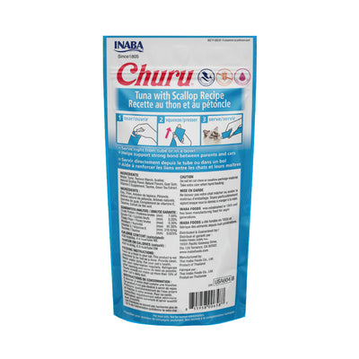 Inaba Churu Atún y Callo de Hacha, Snack Cremoso para Gatos - 4 tubos 14gr cu