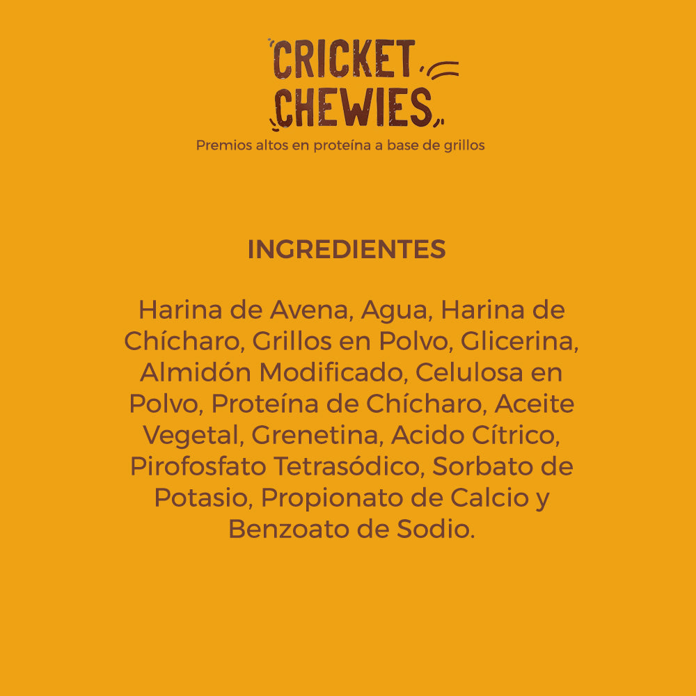 Premios Para Perros Cricket Chewies CriCreats, Altos En Proteínas A Base De Grillos. 85 g.