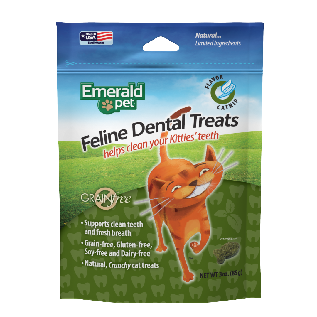 Emerald Pet Premios para Gatos Dental Treats, Sabor Catnip, Dientes Limpios, Fresh Pack 312gr