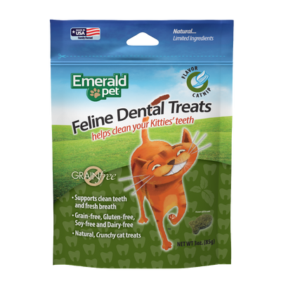 Emerald Pet Premios para Gatos Dental Treats, Sabor Catnip, Dientes Limpios, Fresh Pack 312gr