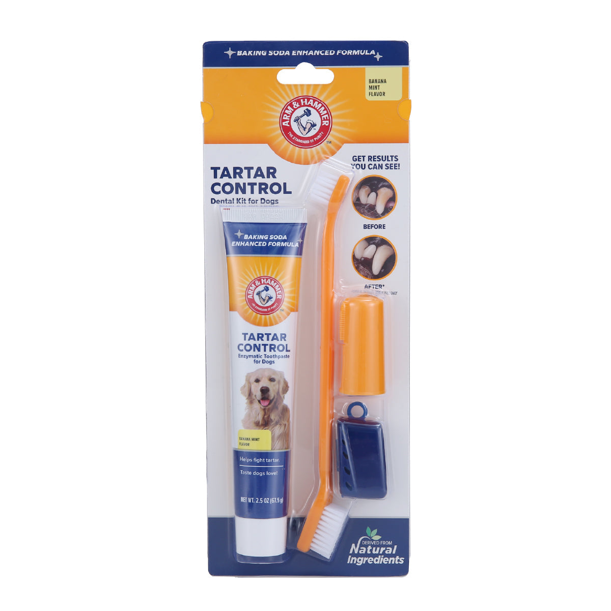 Arm & Hammer Kit Pasta Dental para Perro, Elimina Sarro y Mal Aliento, Sabor Plátano con Menta 3pzas