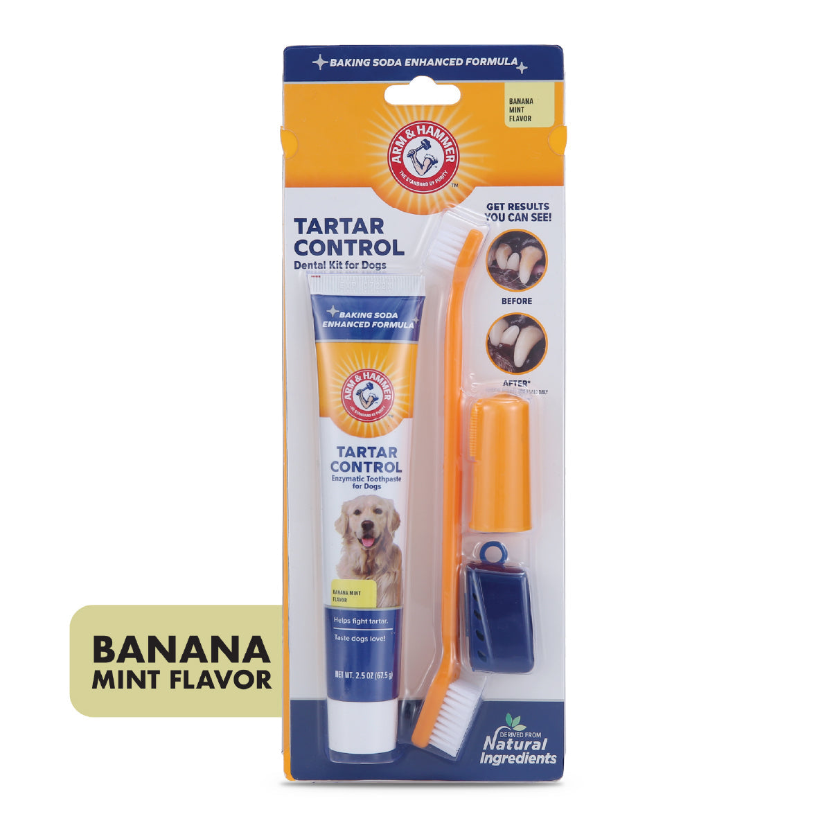 Arm & Hammer Kit Pasta Dental para Perro, Elimina Sarro y Mal Aliento, Sabor Plátano con Menta 3pzas