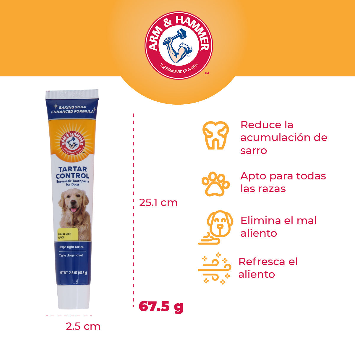 Arm & Hammer Kit Pasta Dental para Perro, Elimina Sarro y Mal Aliento, Sabor Plátano con Menta 3pzas