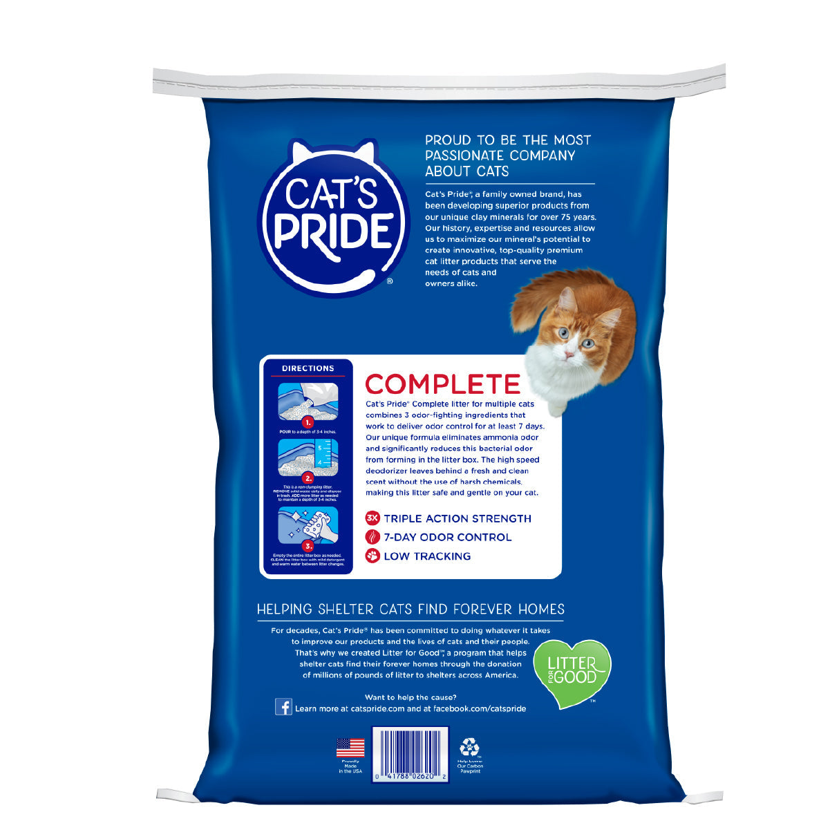 Cat's Pride Complete Arena para gatos No aglutinante, Elimina olores de múltiples gatos 20 lb