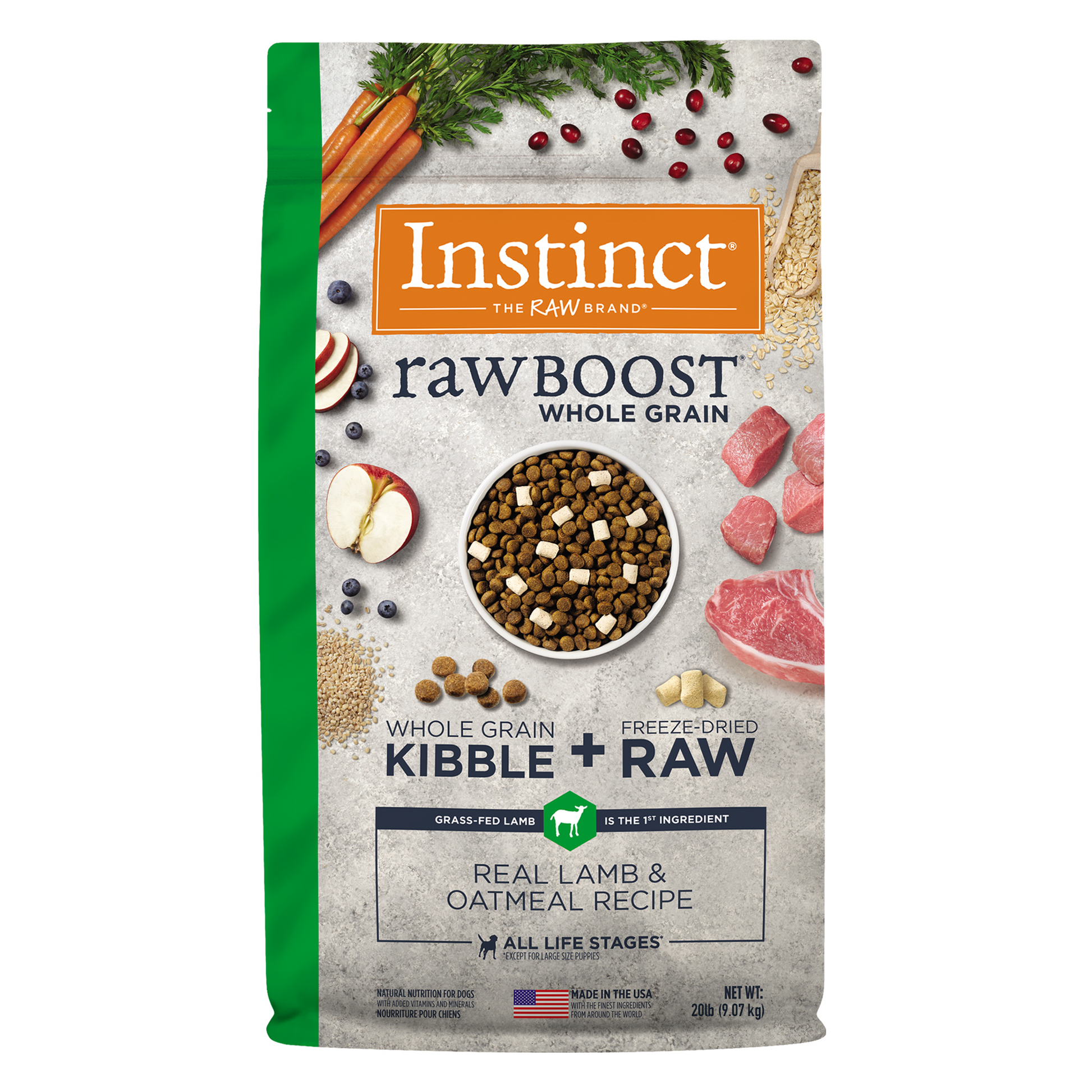 Instinct Raw Boost de Cordero con Granos y Avena para Perros 9.07 kg