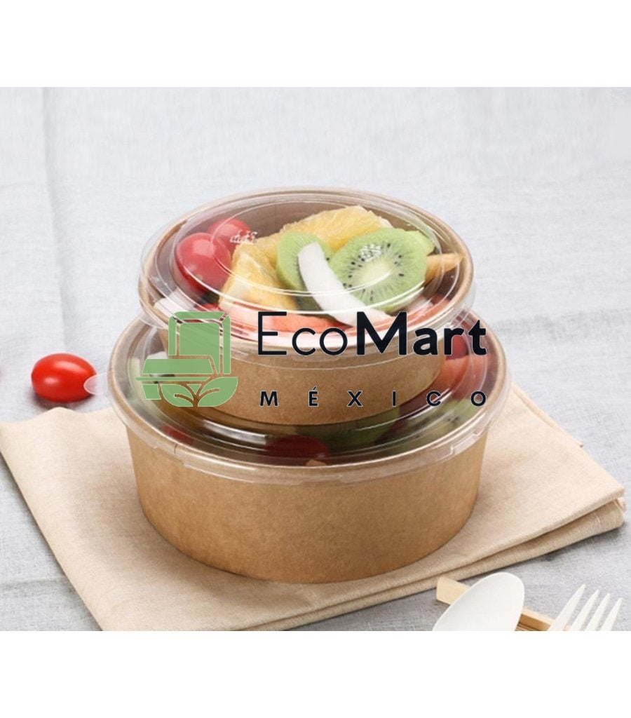 COMBO BOWL KRAFT 16 OZ + TAPAS RPET X300 JUEGOS - Eco Mart México